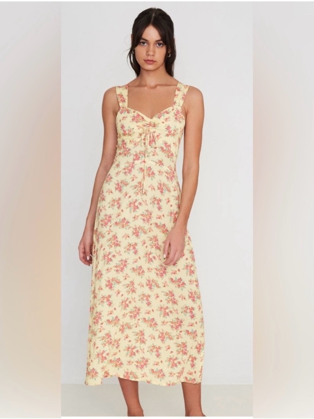 Faithfull the Brand Maeve Yellow Floral Midi Dress